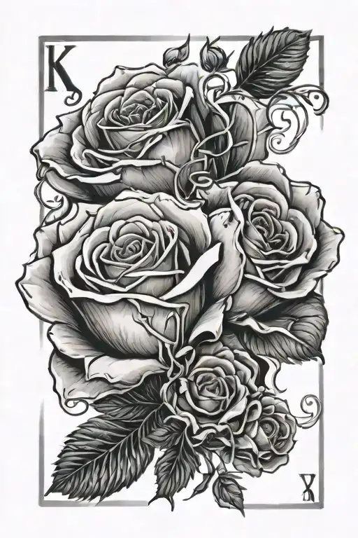 The Letters Knb In A Rose Intertwined Hearts Card