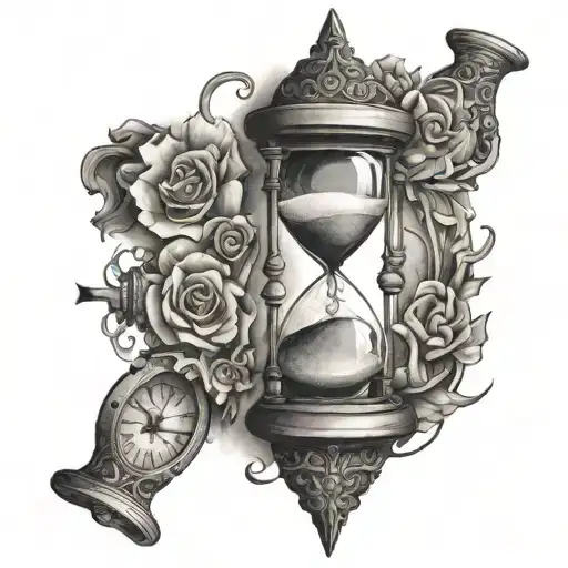 God Managing The Passage Of Time Through An Hourglass