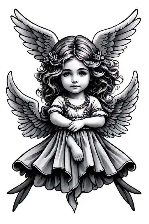 Cute Angel With Wings Foward