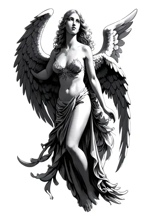 Adult Pretty Angel With Wings Foward