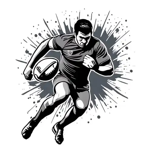 Rugby Silhouette Running With A Rugby Ball