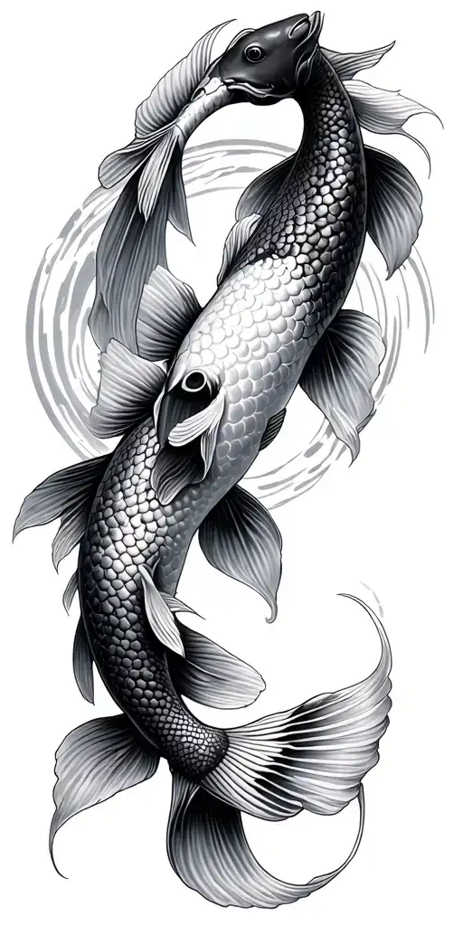 Poseiden Circled By Two Koi Fish