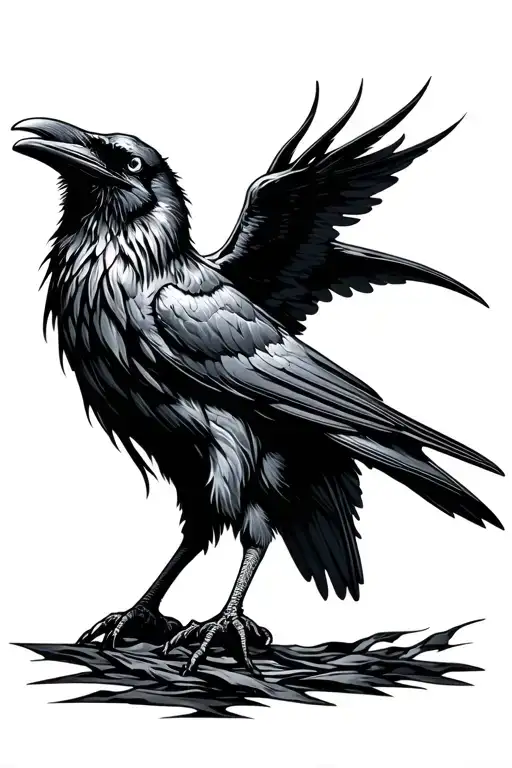 Raven Made Of Ink Running Down The Inner Arm