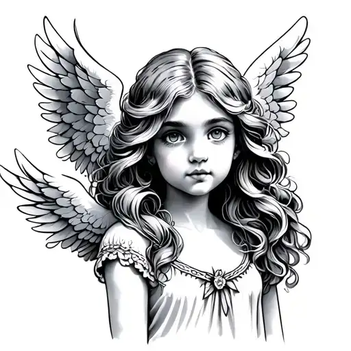 Adult Cute Angel With Wings Facing Forward