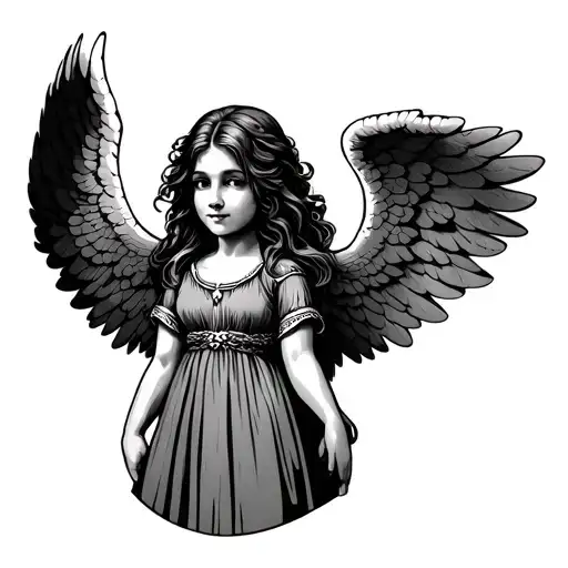 Adult Cute Angel With Wings Facing Forward
