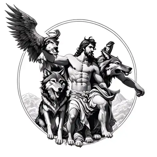 God Apollo With Wolves