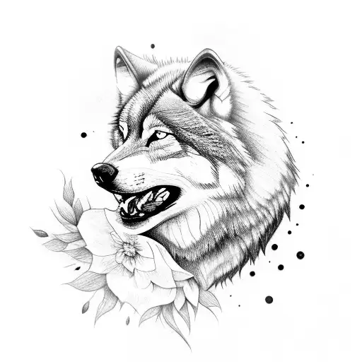 Wolf With Flowers