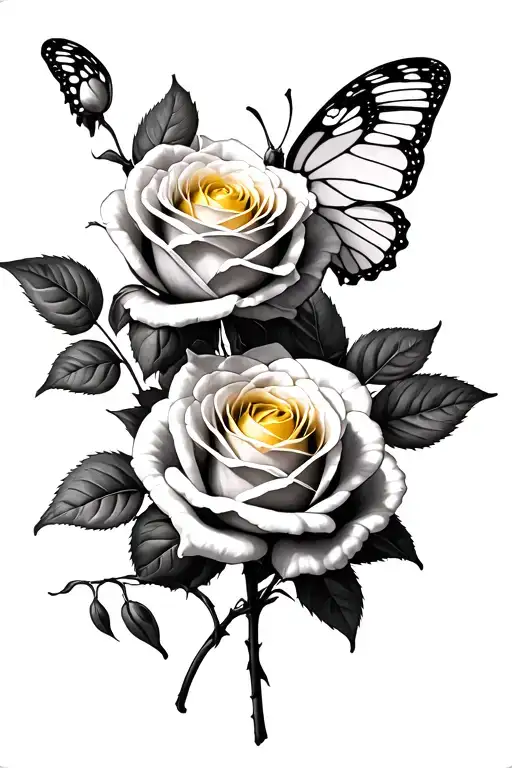 Dead Roses With Butter Fly