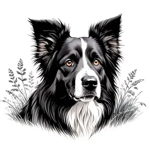 Australian Shepherd Dog With Nature Scene
