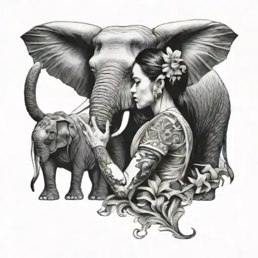 Woman And Elephant Mix