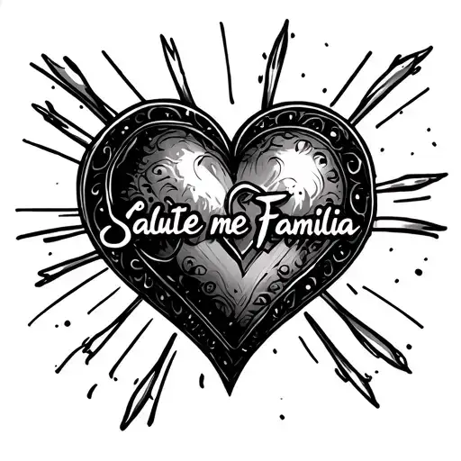 Simple Heart Tattoo With Salute Me Familia