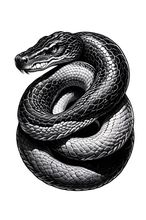 Black Snake Coiled Snake Wrapped