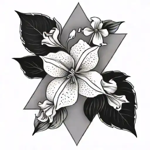 Violets And Larkspurs In A Diamond Shaped Line Outlining