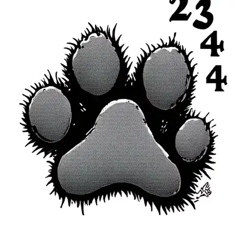 Numbers 224 Above A Paw Print