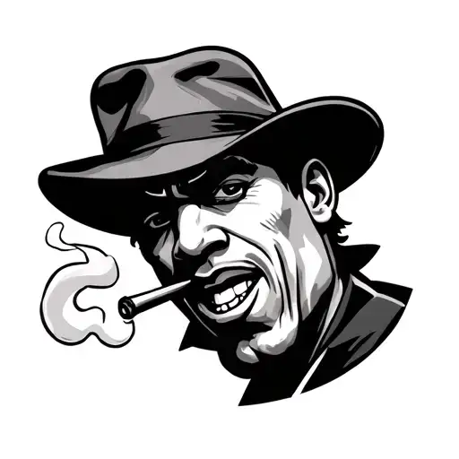 Gangster Cartoon Character Smoking