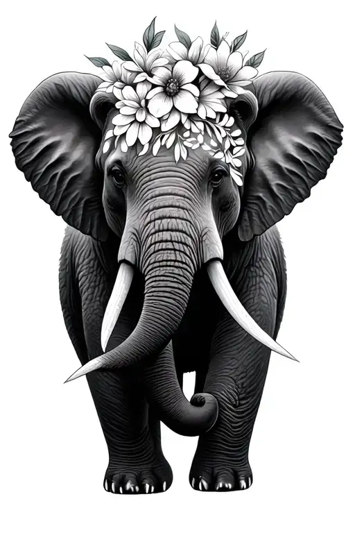 Elephant Bears Flowers Trees