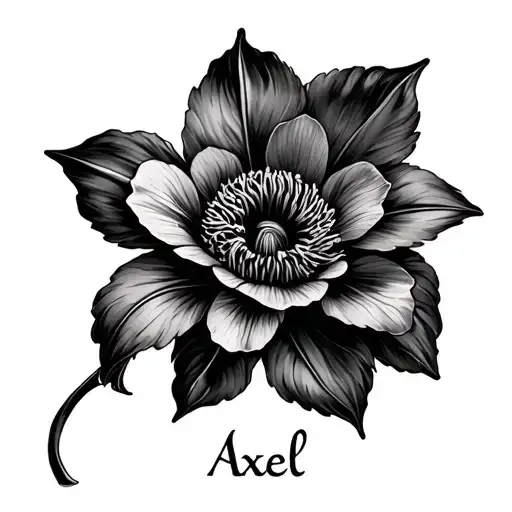 Hellebore Flower With First Name Axel Written In The Stem