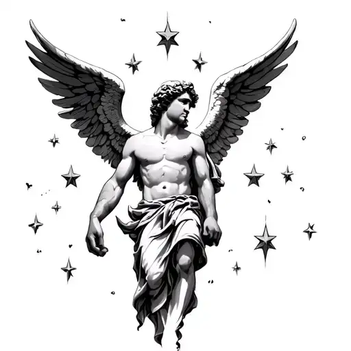 Male Angel With Stars Forming