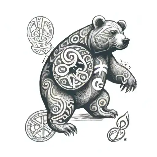 Blue Bear With Peace Symbols All Over Him