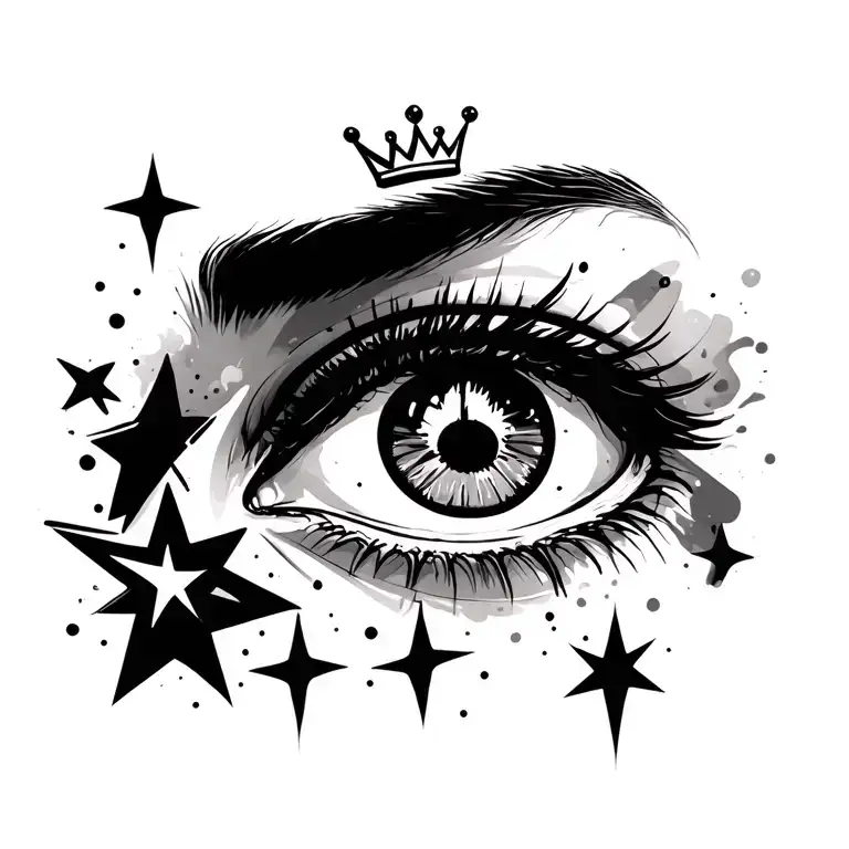 Eyes Paint Style With Paint Brush With Xxxx On The Corner Add Polaris Star And Crown