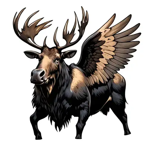 Moose With Wings Flying