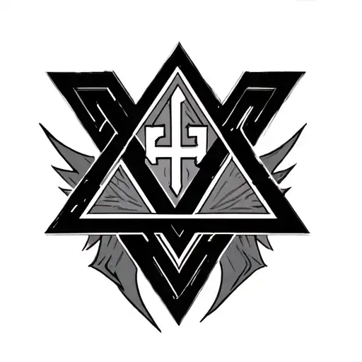 I Want You To Generate A Tattoo Design With Triangle Each Angle Has F On Top W And H