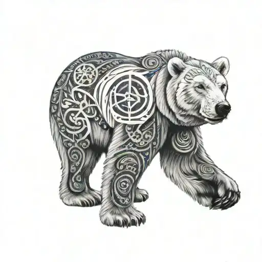 Blue Polar Bear With Peace Symbols All Over