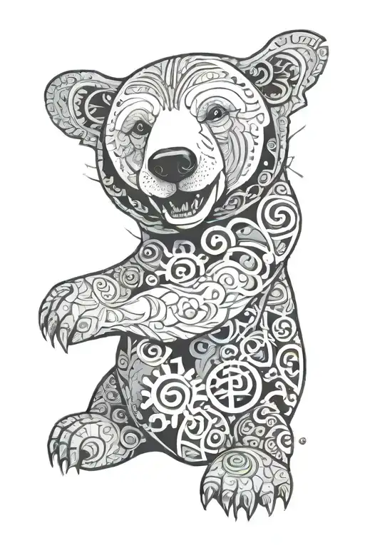Blue Polar Bear With Peace Symbols All Over