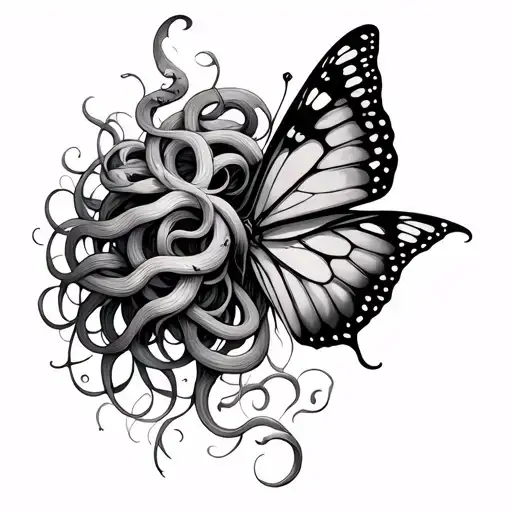 Medusa Snakes Semicolon And Butterfly Wings