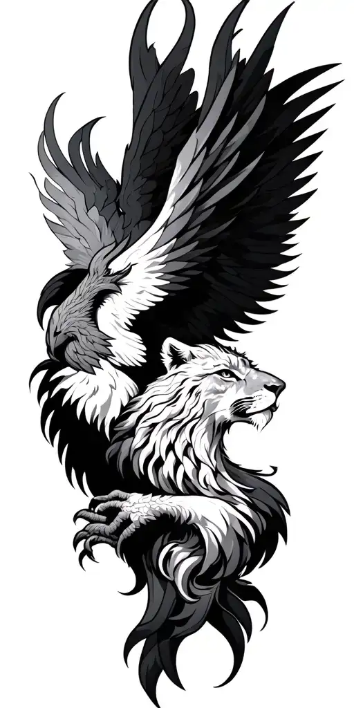 Leo And Phoenix Sleeve Tattoo Featuring