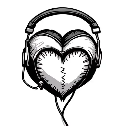 Heart That's Stitched Up With Headphones