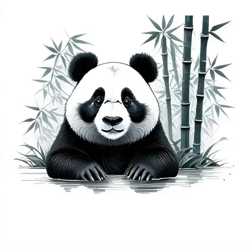 Panda And Bamboo Forest