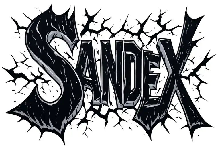 The Word Sandex With Ground Cracking All Around It And The Word Itself Cracking