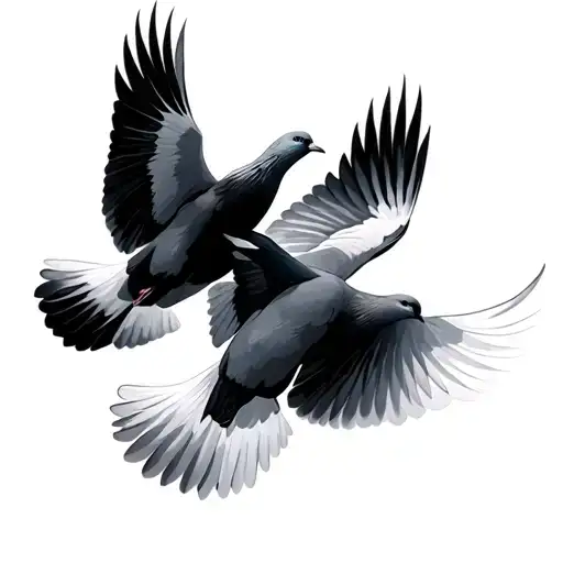 3 Doves Flying Very Simplistic