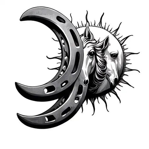 4 Horseshoes With Sun And Moon