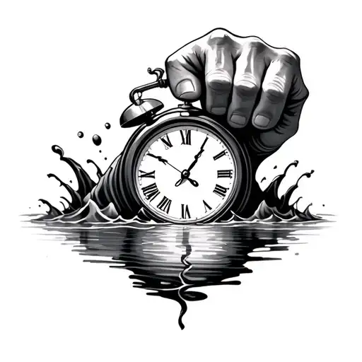 Fist & Sand Clock Rising From Water