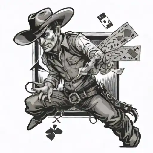 Cowboy With Cards Being Shuffled