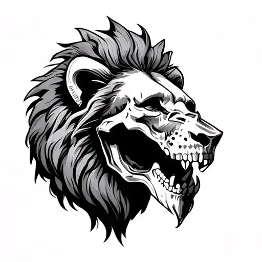 Lion With Skull In Mouth