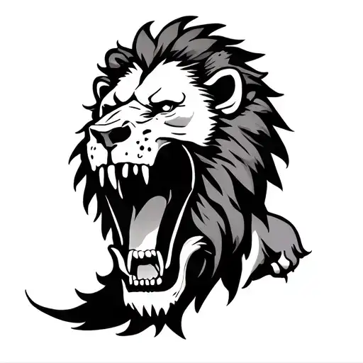 Lion Roaring With Skull In Mouth