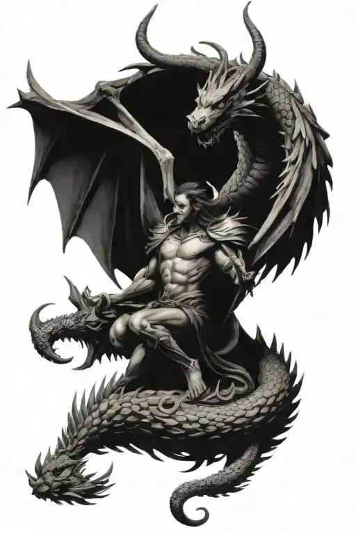 Arch Angel Fighting A Dragon