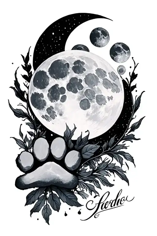 Triple Moon And Pawprint