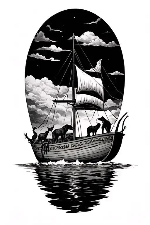 Noah's Boat With Animals