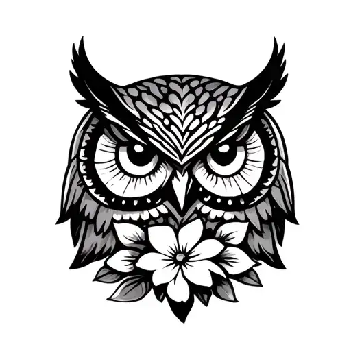 Hawaiian Owl And Flower