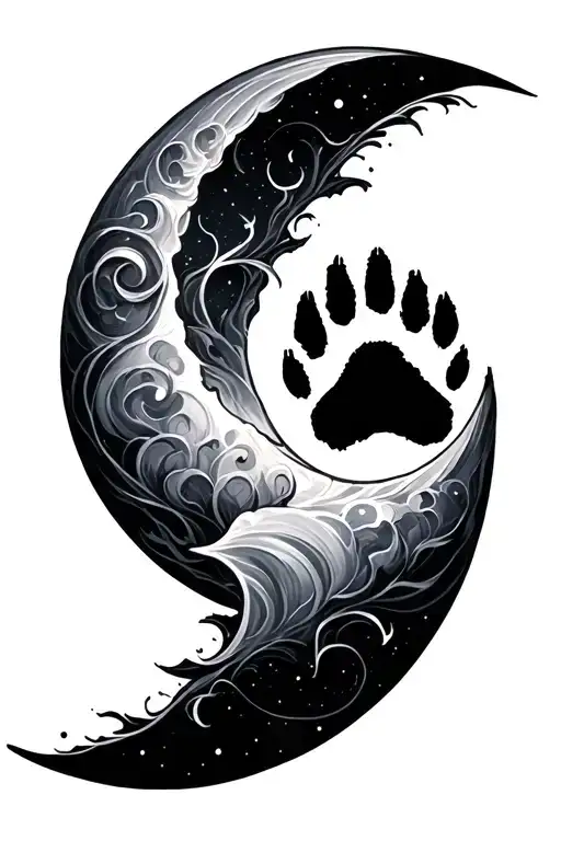Triple Moon Symbol And Pawprint