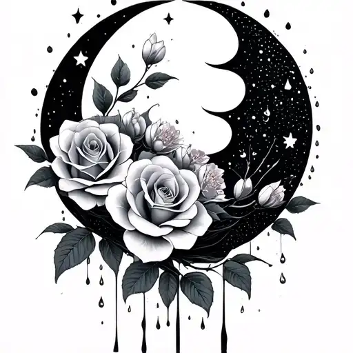 Water Rain Pisces Zodiac Moon Stars Cherry Blossom Love Roses