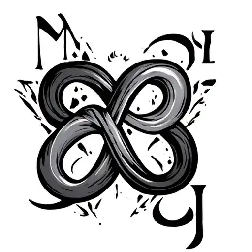 Infinity Sign With The Letters M E C J On The Corners