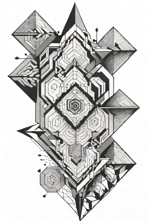 Arrow With Hexagon Geo Patern