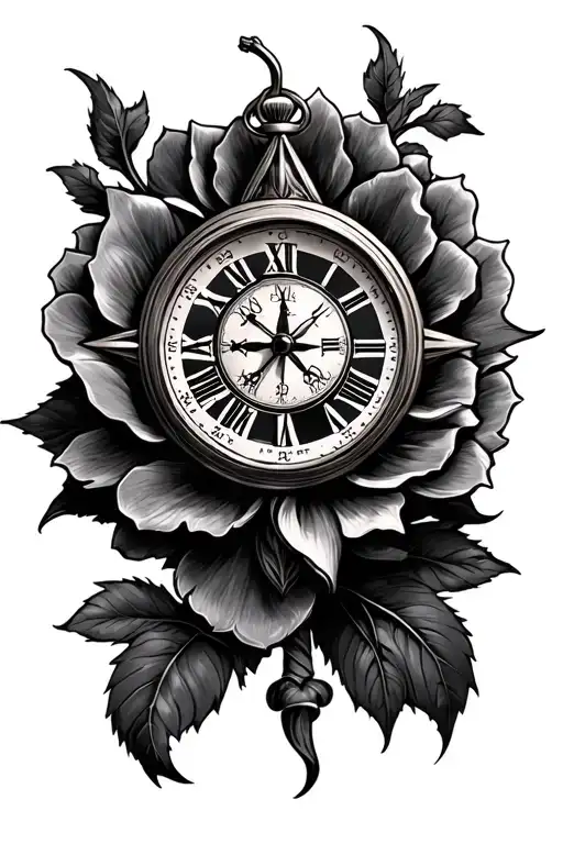 Wind Rose With Pocket Clock