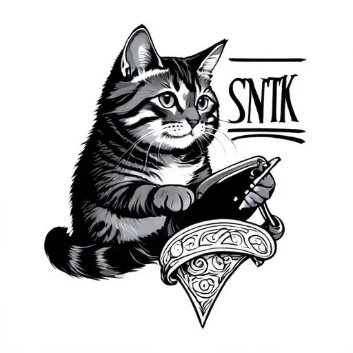 Intials Sntk With A Cat Playing
