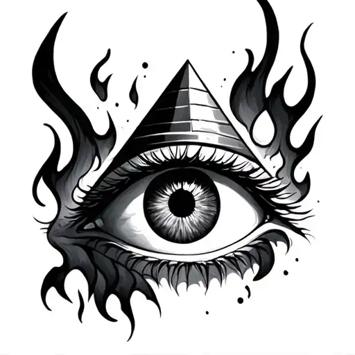 Burning Pyramid All Seeing Eye